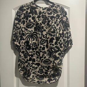 Black and Cream Floral Blouse